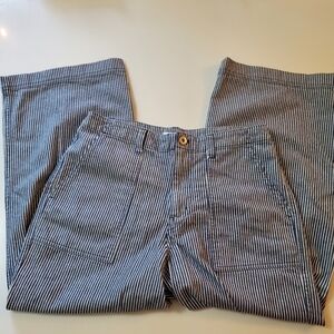Vans Striped Blue and White Wide Leg Cropped Pants Jeans, Size 29